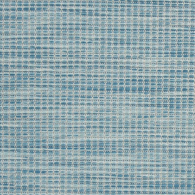 Nourison Positano Indoor/Outdoor Aqua 8' x Round Area Rug, Easy Cleaning, Non Shedding, Bed Room, Living Room, Dining Room, Backyard, Deck, Patio (8 Round)