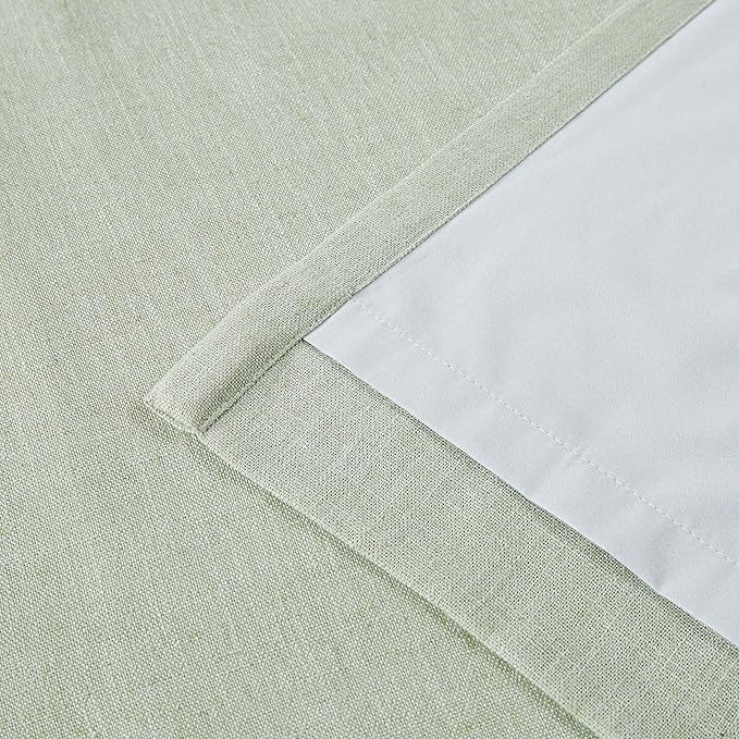 Vision Home Soft Green Pinch Pleated Full Blackout Curtains Linen Blended Room Darkening Curtain Panels 120 inch for Living Room Bedroom Thermal Insulated Pinch Pleat Drapes with Hooks 40" Wx120 Lx2