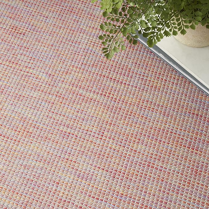 Nourison Home Positano Indoor/Outdoor Rainbow 6' x Round Area Rug, Easy Cleaning, Non Shedding, Bed Room, Living Room, Dining Room, Backyard, Deck, Patio (6 Round)